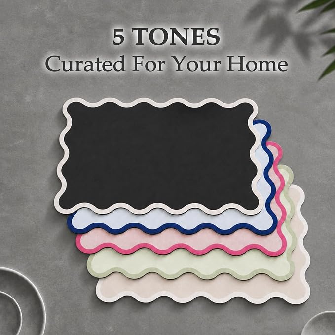 Scalloped Dish Drying Mat for Kitchen Counter, Absorbent Easy Clean Non-slip - Image 6