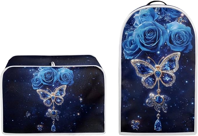 doginthehole Blue Rose Butterfly Blender & Toaster Cover Set, Not Water - Image 5