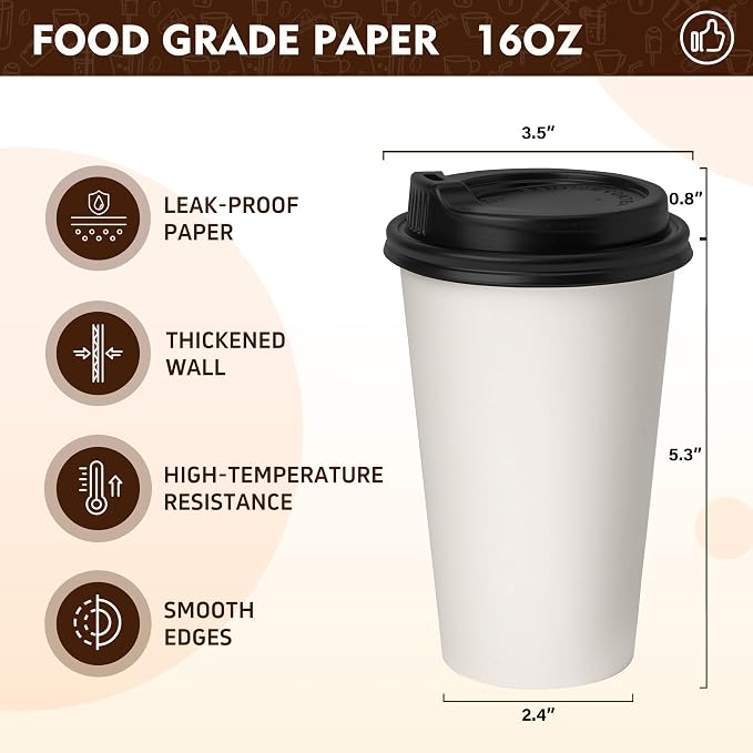 YEEHAW 100 Pack 16 oz Disposable Coffee Cups - Image 2