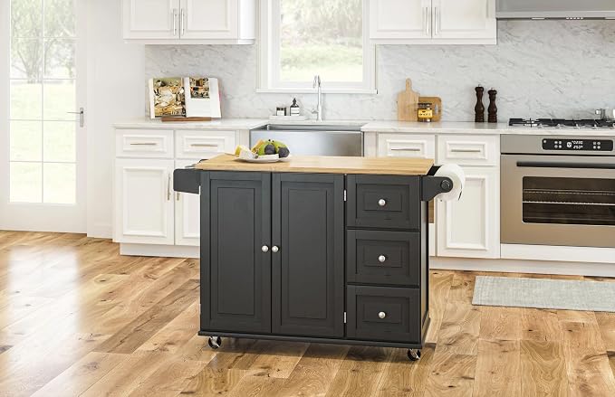 Homestyles Dolly Madison Black Mobile Kitchen Island Cart - Image 4