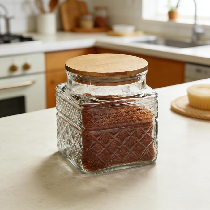 Glass Storage Canister with Airtight Lids, 20.3 FL OZ Thick Glass Candy Jar - Image 7