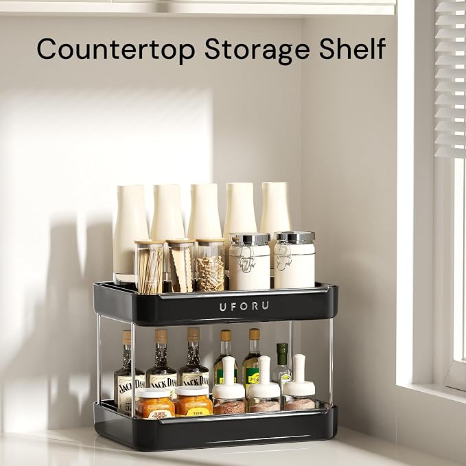 UFORU Countertop Coffee Station Organizer, 2 Tier Wine Glass Holder, Mug - Image 6