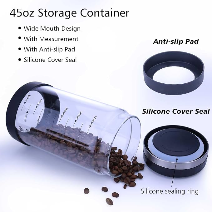 Airtight Coffee Canister – Top Push seal container, Thicker Borosilicate Glass - Image 2