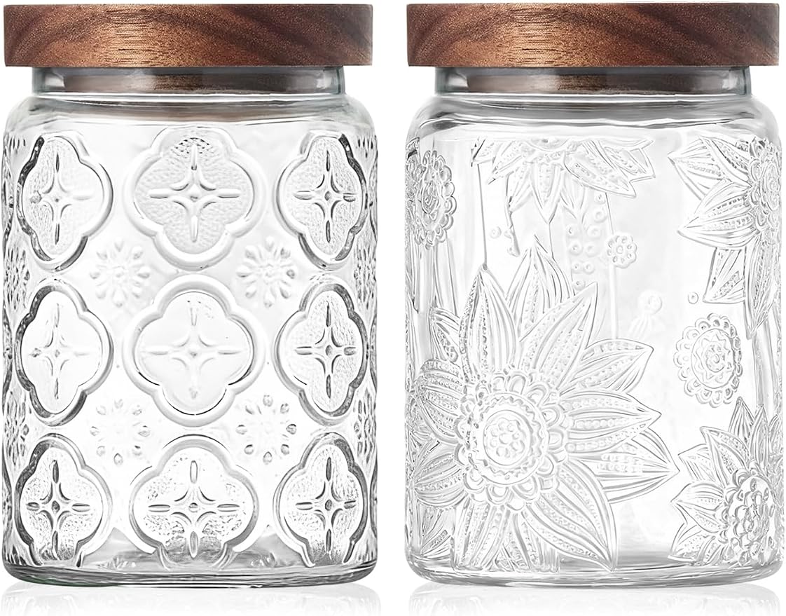 Vintage Glass Jar with Wood Lid by PENGSHU