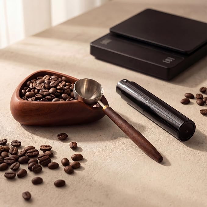 Coffee Bean Cup Set with RDT Spray Bottle | Walnut Wood Espresso Accessories - Image 2