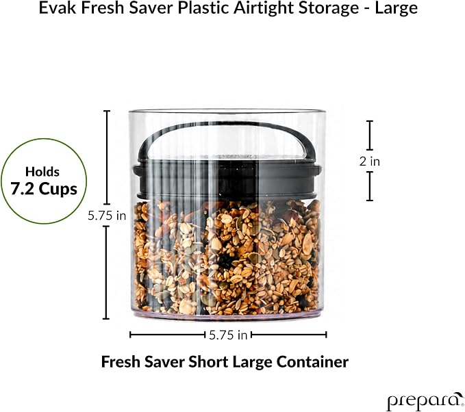 Prepara Evak Fresh Saver Airtight Plastic Container, Large/Short, BPA-Free Food - Image 2