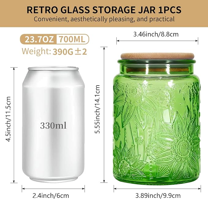 1Pc 24oz Sunflower Style Vintage Glass Candy Jar - Image 2