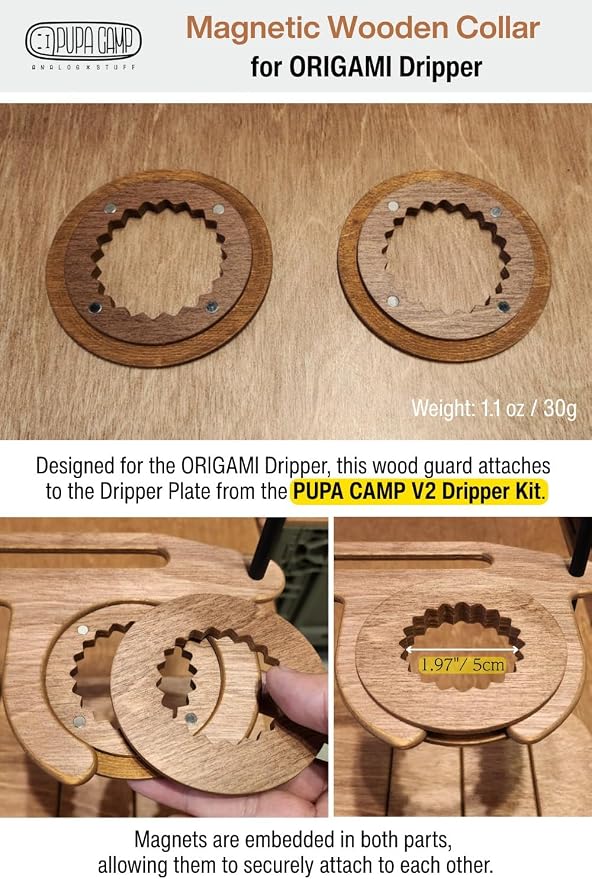 Magnetic Wooden Collar for ORIGAMI Dripper – Fits V2 Dripper Kit - Image 2