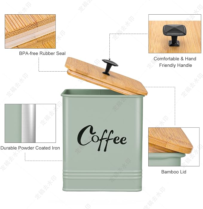 Coffee Canister, Airtight 40 oz Large Iron Black Storage Container - Image 4