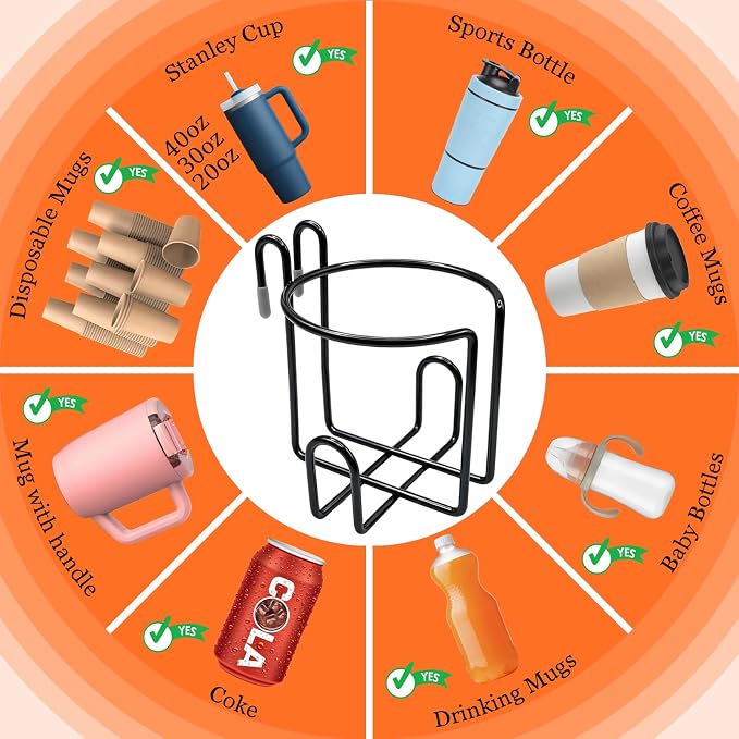 2 Pcs Updated Shopping Cart Cup Holders, Reusable Anti-Spill Hanging Drink - Image 3