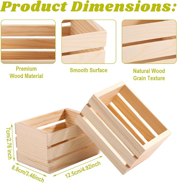Penitue 6pcs Small Wooden Crates, Rustic Wood DIY Crafts Crate Basket Nesting - Image 2