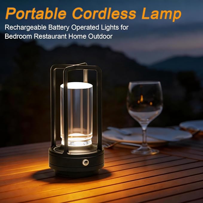 Cordless Table Lamp Rechargeable, Battery Operated Crystal Lamp, Stepless - Image 8