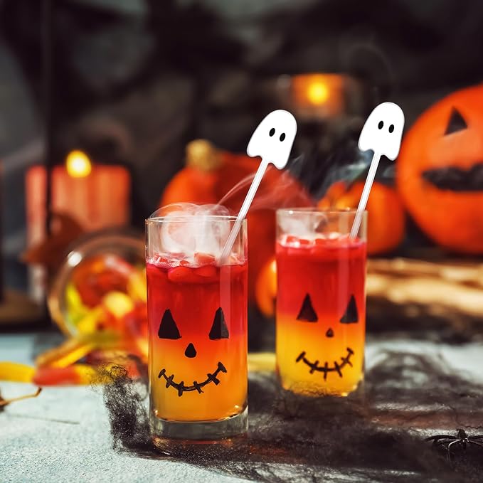 SiliFine 30 Pcs Halloween Swizzle Sticks Plastic Coffee and Cocktail Stirrers - Image 4