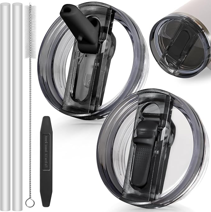 40oz Flip Straw Leak Proof Lid for Stanley Cup Accessories, 2 Pack No Spill Lid by ANTAND