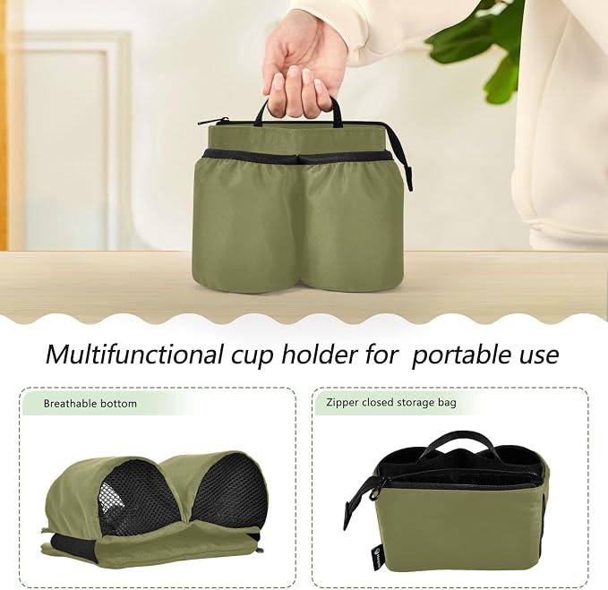 DOMIKING Olive Green Travel Luggage Cup Holder - Image 3