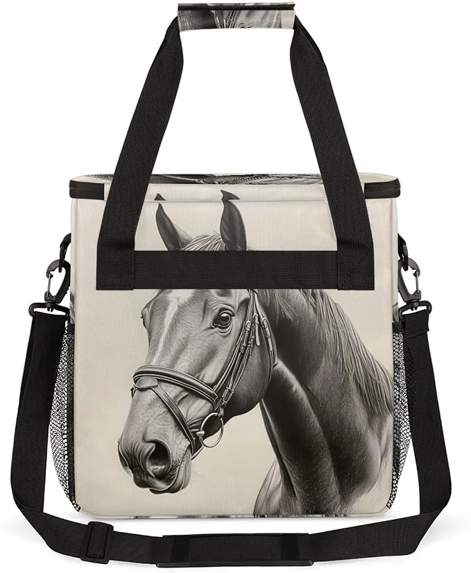 Horse Print Coffee Maker Carring Bag, Large Insulated Storage Organizer Case - Image 5