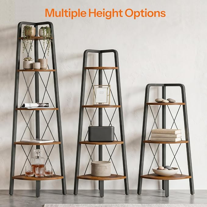 HOOBRO Corner Shelf, 3-Tier Corner Shelf Stand, 40” Tall Ladder Bookshelf - Image 8
