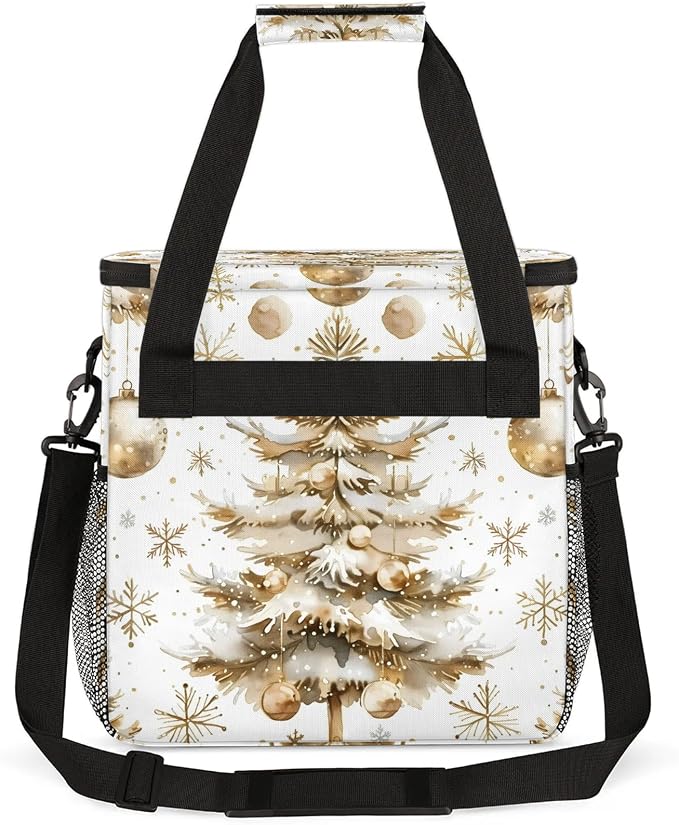 Gold Christmas Tree Coffee Maker Carring Bag, Large Insulated Storage Organizer - Image 5