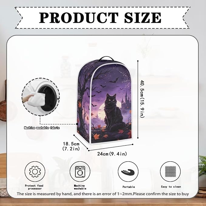 Leaves Black Cat Blender Dust Cover, Anti Fingerprint Polyester Stand Mixer or - Image 6