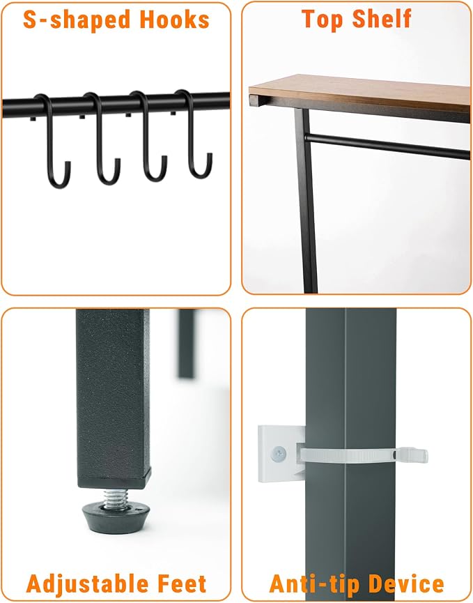L-Shaped Bakers Rack with Power Outlet, 4-Tier Corner Kitchen Shelf, Microwave - Image 6