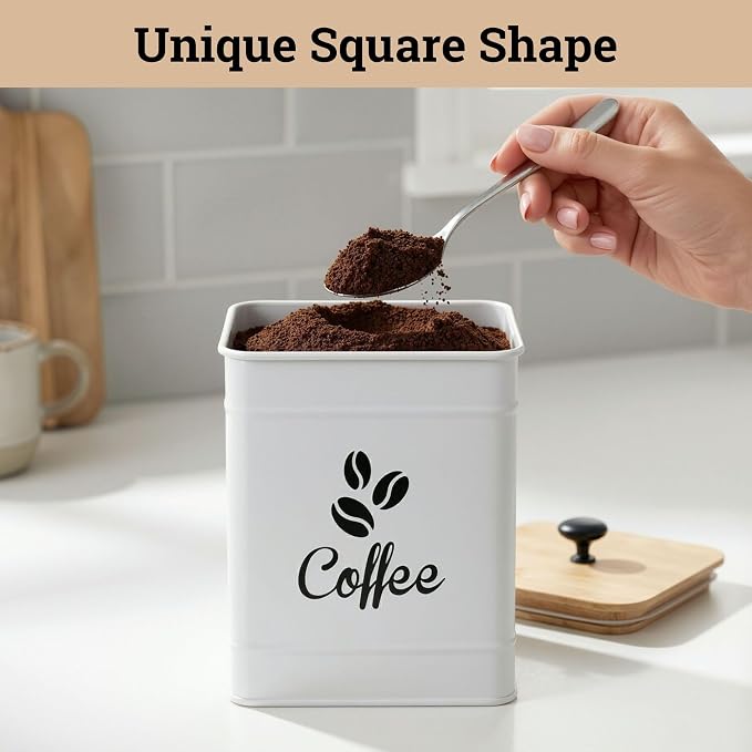 Airtight Coffee Canister - 40 oz Large Iron White Coffee Container Airtight - 6 - Image 7