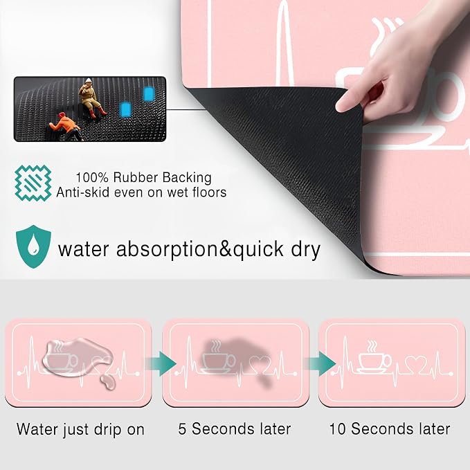 Pinks Absorbent Coffee Bar Mat - Image 2