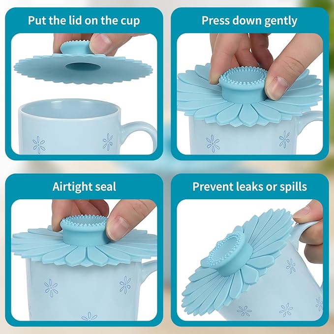 4 Pcs Sunflower Shape Silicone Cup Covers - Image 6