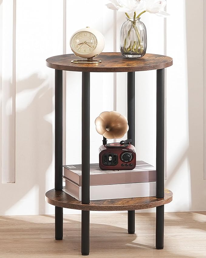 CHOEZON Round Side Table, 2-Tier End Table, Small Round Nightstand by Choezon