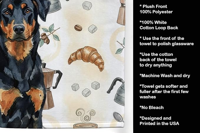 Caroline's Treasures Beauceron Coffee Bar Kitchen Towel Velour Plush Front and - Image 4