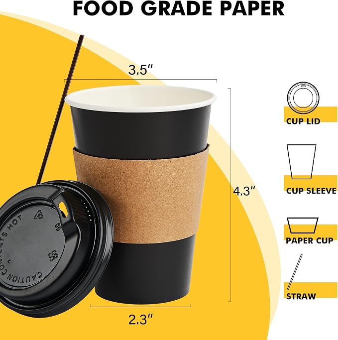 RACETOP 50 Pack 12 oz Coffee Cups - Image 2