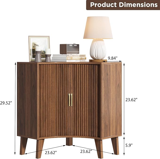 Fluted Corner Cabinet, Small Corner Floor Cabinet - Image 2