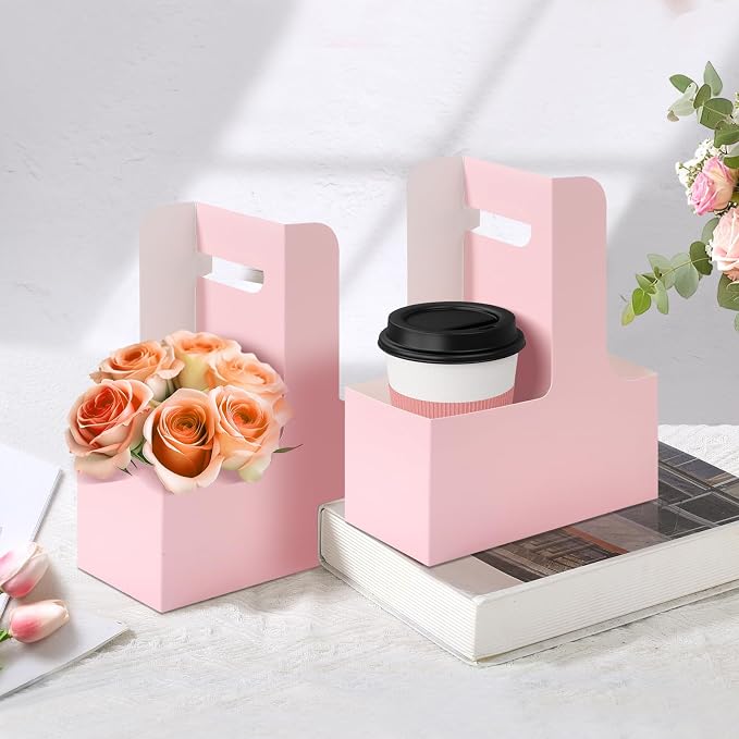 Bakbania Floral Wrap Packing Boxes 20 Pcs Pink Flower Gift Bags 2 Cup - Image 4