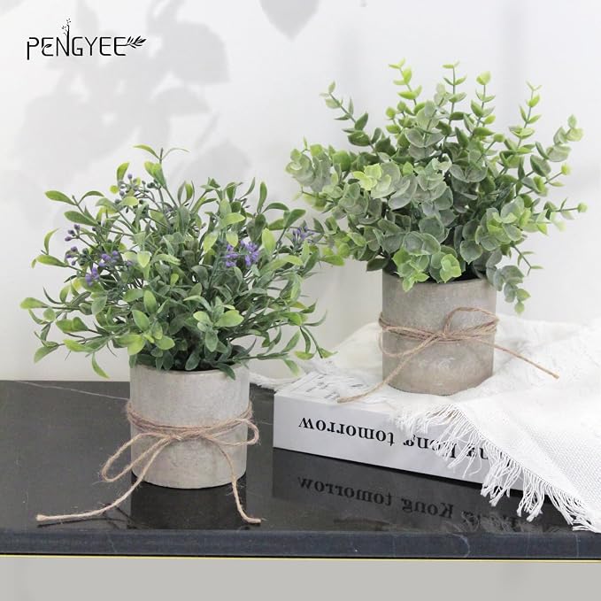 3 Pack Small Fake Plants in Farmhouse Pulp Pot - Image 6