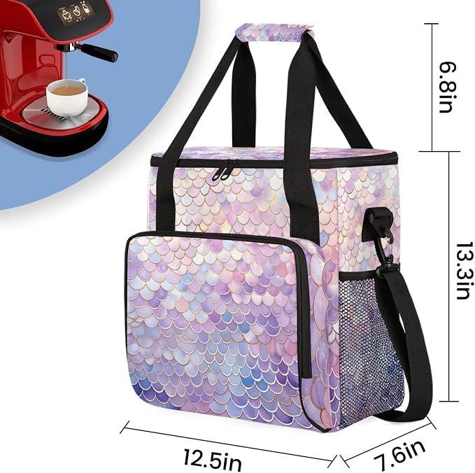 Mermaid Scales Coffee Maker Carring Bag, Large Insulated Storage Organizer Case - Image 2