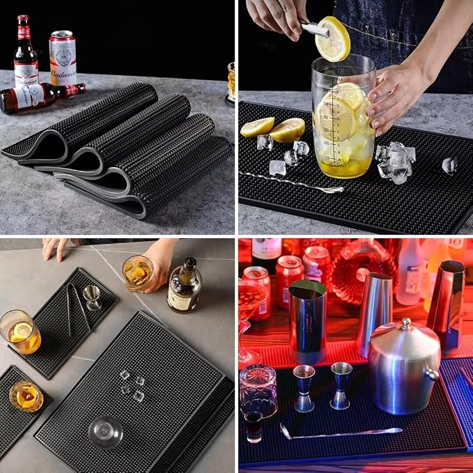 Xibany Bar Mat 6" x 12" PVC Small Black, Essentials Accesories - Image 6
