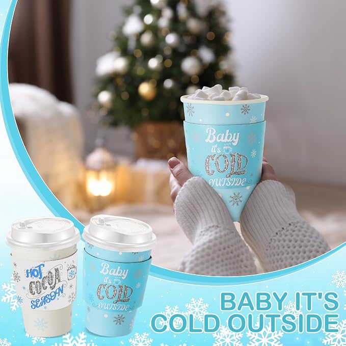 Pickmesh 50 Sets 12oz Winter Baby Shower Party Coffee Cup Sets, Baby It's Cold - Image 4