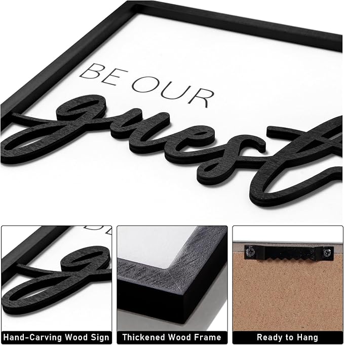 3D Wood Be Our Guest Wall Art, Framed Guest Room Wall Decor - Image 2