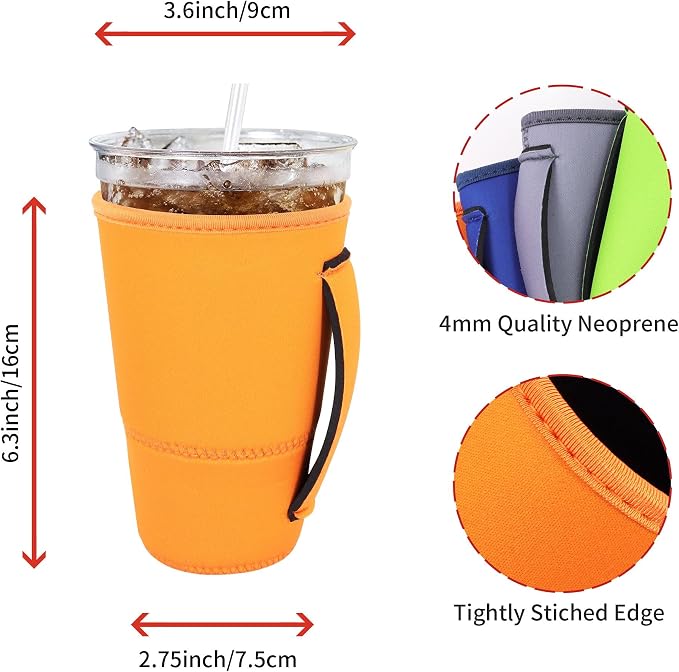 4Pack Reusable Iced Coffee Sleeve Insulator Sleeves - Image 2