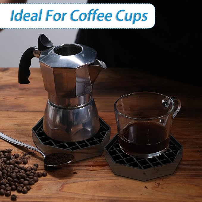 Suclain 1 Pcs Coffee Drip Tray Black Plastic Octagon Coffee Drip Tray - Image 4