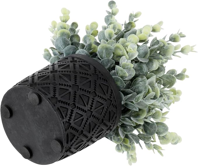 MyGift Artificial Eucalyptus Plant in Modern Gray Concrete Pots - Image 7