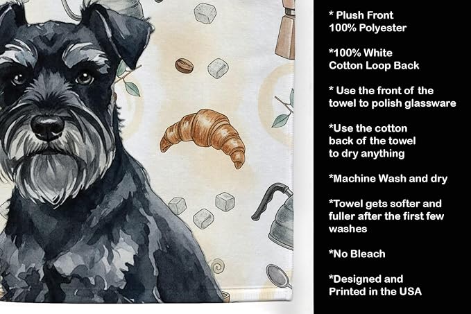Caroline's Treasures Black Miniature Schnauzer Coffee Bar Kitchen Towel Velour - Image 4