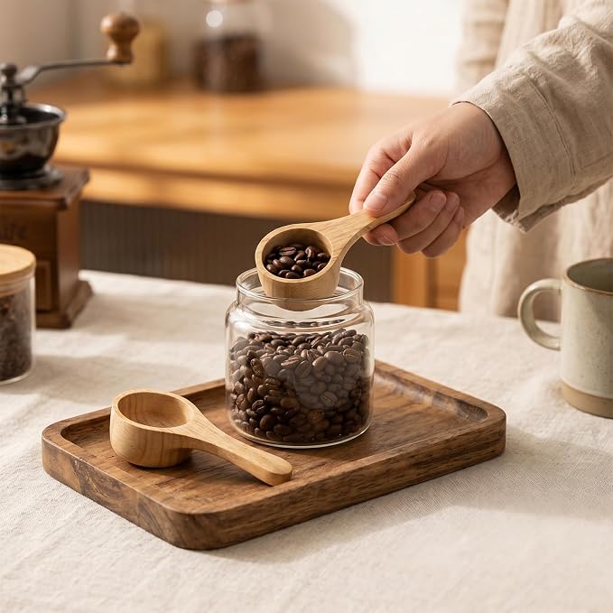 40ml 4 Pack Acacia Wood Coffee Scoops, Small Wooden Measuring Scoops - Image 5
