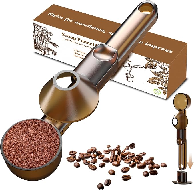 Coffee Scoop with Funnel for Ground Coffee, Protein Powder & Tea, for Reusable by Mudygelay