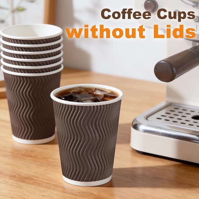 BYSNOW 150 Pack 10 oz Coffee Cups, Disposable Paper Cups, Insulated Corrugated - Image 4