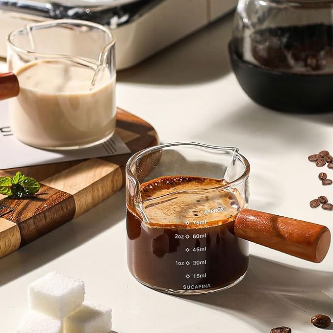 Espresso Cups with Handle 100ml Expresso Shots Glass Cup with Spout and Scale - Image 6