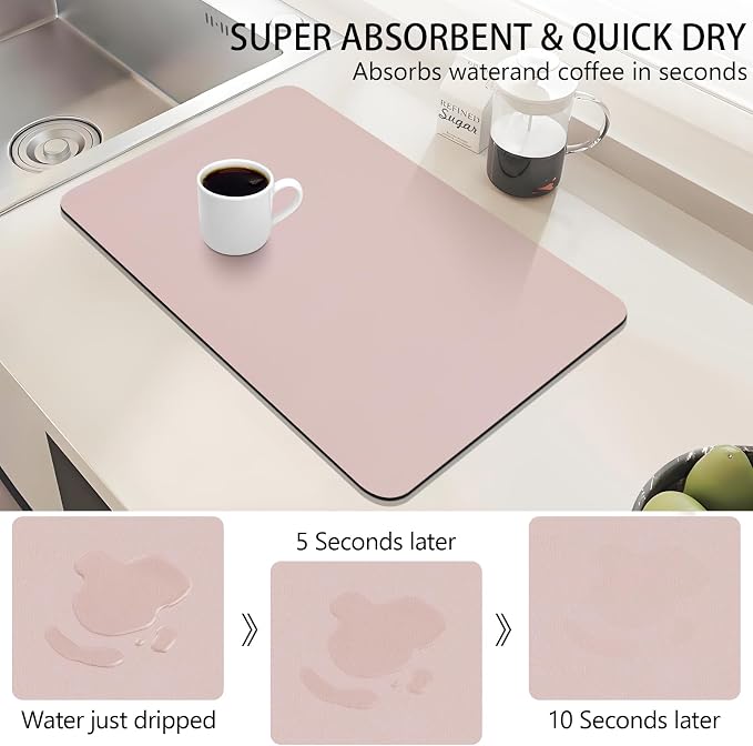 Coffee Bar Mat for Countertop, 16“ x 24” Super Absorbent Dish Drying Mat - Image 3