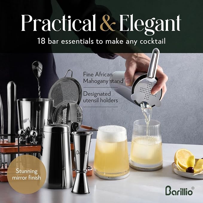 Barillio Black Bartender Kit – 23-Piece Stainless-Steel Cocktail Shaker Set - Image 5