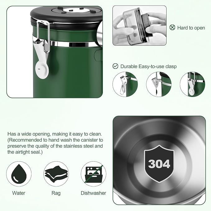 ShanSon Coffee Canister Airtight, Stainless Steel Bean Storage Container - Image 6