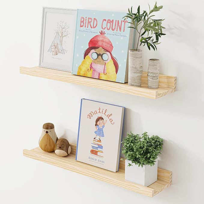Floating Shelves for Wall, 24 inch Solid Wood Picture Ledge Shelf, Picture by Acovy