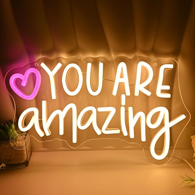 SYLHOME Led Neon Light Sign You Are Amazing Heart Classroom Kids Room Besroom - Image 2